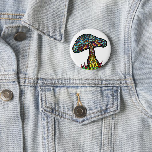 Badge Rond 5 Cm Colline de champignon (En situation)