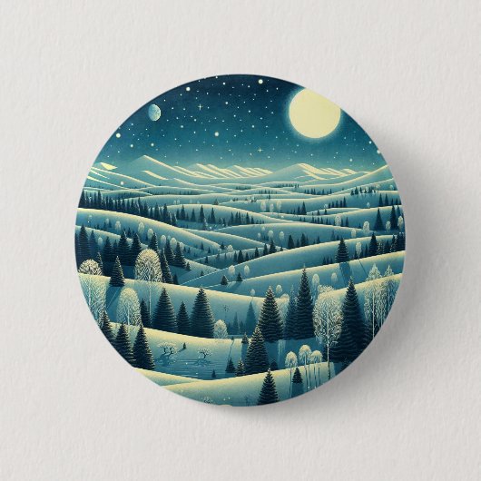 Badge Rond 5 Cm Collines d'hiver (Devant)