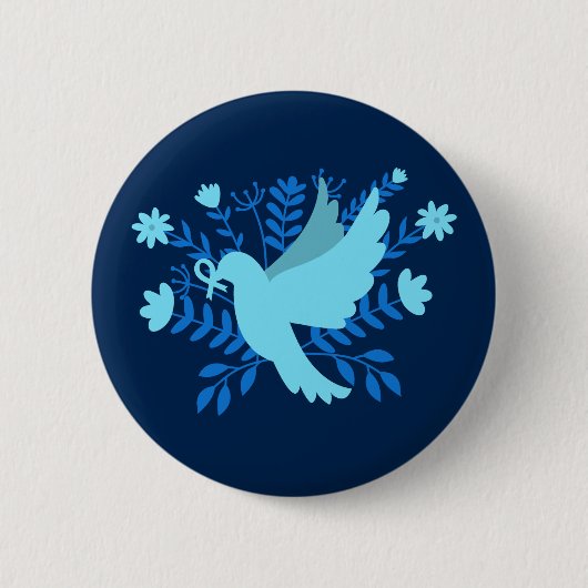 Badge Rond 5 Cm colombe bleue de la Paix (Devant)