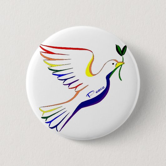 Badge Rond 5 Cm Colombe d'arc-en-ciel (Devant)