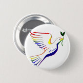 Badge Rond 5 Cm Colombe d'arc-en-ciel (Devant & derrière)