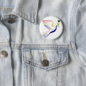 Badge Rond 5 Cm Colombe d'arc-en-ciel (En situation)