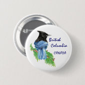 Badge Rond 5 Cm Colombie-Britannique Canada Aquarelle Stellar Jay (Devant & derrière)