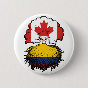 Badge Rond 5 Cm Colombie Drapeau des racines d'arbre du Canada col