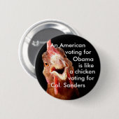Badge Rond 5 Cm Colonel Sanders de poulet d'Obama (Devant & derrière)