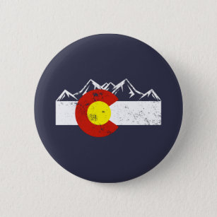 Badge Rond 5 Cm Colorado Montagnes Vintage