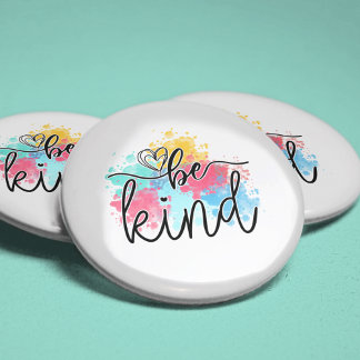 Badge Rond 5 Cm Coloré Be Kind Paint Splash