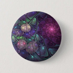 Badge Rond 5 Cm Coloré brillant Art Abstrait Fractal moderne