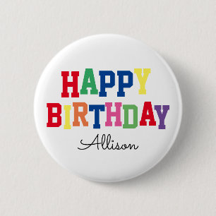 Badge Rond 5 Cm Coloré d'anniversaire de joyeux anniversaire