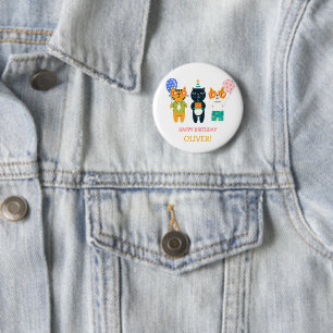 Badge Rond 5 Cm Coloré Funny Cute Cats Kitty 3e fête d'anniversair