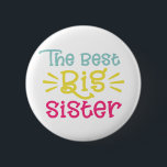 Badge Rond 5 Cm Coloré La Meilleure Grande Soeur Mignonne Main Let<br><div class="desc">Bouton mignon et coloré avec typographie blanche lettrée à la main "La meilleure grande soeur". Le cadeau parfait pour les grandes soeurs. Cette conception est disponible dans une variété d'articles.</div>