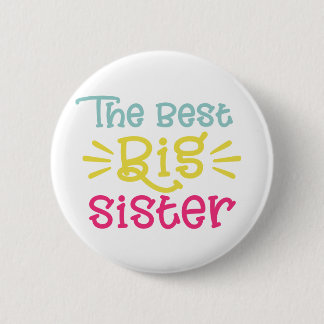 Badge Rond 5 Cm Coloré La Meilleure Grande Soeur Mignonne Main Let