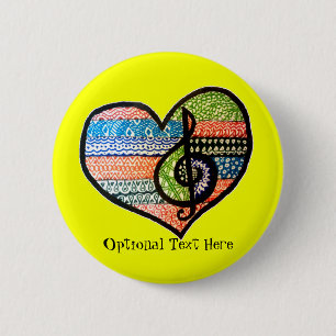 Badge Rond 5 Cm Coloré Rainbow Music Heart Doodle personnalisé