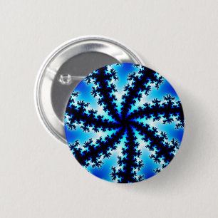 Badge Rond 5 Cm Colorée Marine Bleu et Blanc Fractal