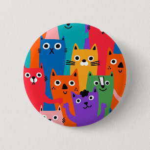 Badge Rond 5 Cm Colorful cats