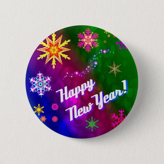 Badge Rond 5 Cm Colorful Happy New Happy Year (Devant)