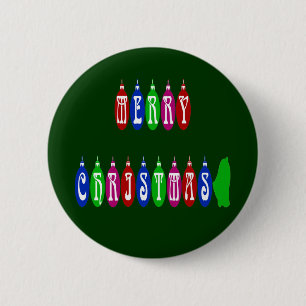 Badge Rond 5 Cm Colorful Merry Christmas Ornament