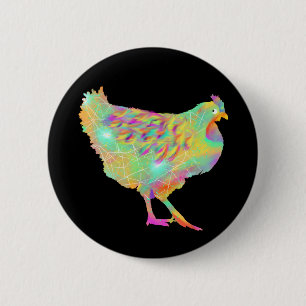 Badge Rond 5 Cm Colourful Artsy Chicken Cute Farm Hen Animal