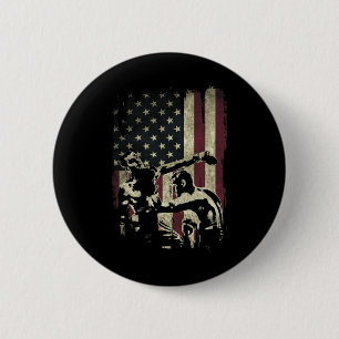 Badge Rond 5 Cm Combattants de kickboxing sur drapeau américain Pa