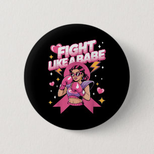 Badge Rond 5 Cm Combattre Comme Un Bébé Rose Boxe Cerveau Cancer d