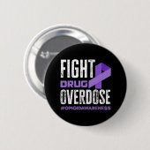 Badge Rond 5 Cm Combattre la surdose de drogue Pruple Ribbon Opioï (Devant & derrière)