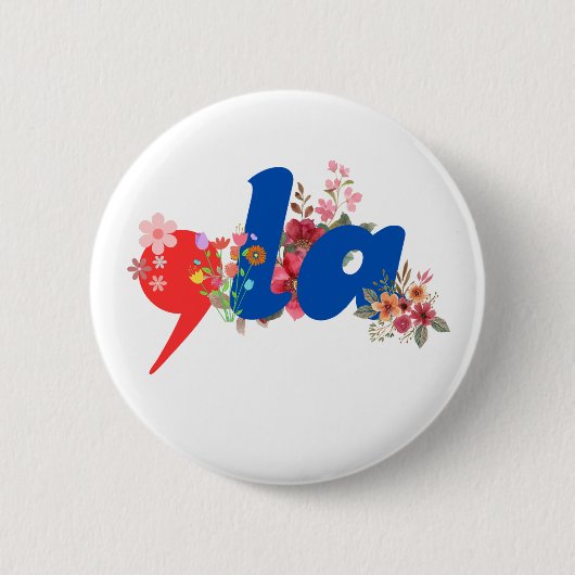 Badge Rond 5 Cm Comma la Flowers (Devant)