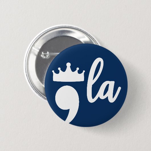 Badge Rond 5 Cm Comma La Harris Ponctuation Mark With Crown 2024 (Devant & derrière)
