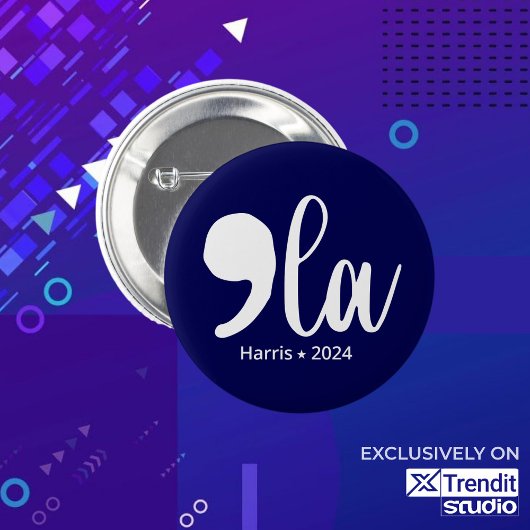 Badge Rond 5 Cm comma la kamala harris 2024
