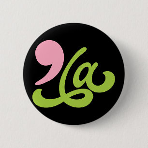 Badge Rond 5 Cm Comma La Pink Green President Kamala Harris 2024