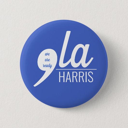 Badge Rond 5 Cm Comma-LA pour Kamala Harris (Devant)