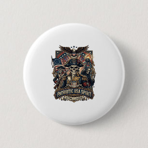 Badge Rond 5 Cm Commandant de crâne colonial patriotique sombre Sk