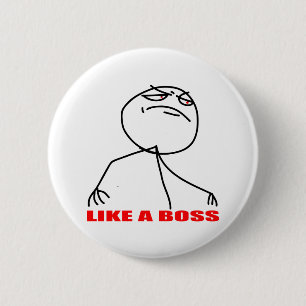 Badge Rond 5 Cm Comme un visage de meme de patron