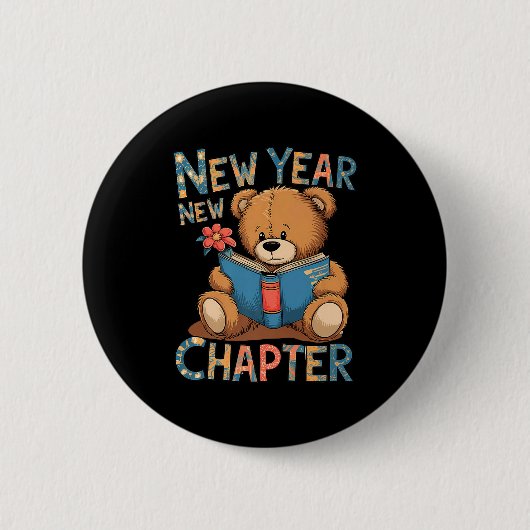 Badge Rond 5 Cm Commencer un nouveau chapitre 2024 Ourson mignon T (Devant)