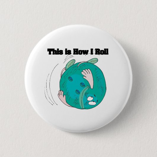 Badge Rond 5 Cm Comment je roule (Boule de bowling) (Devant)