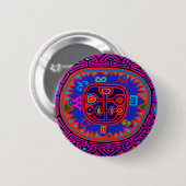 Badge Rond 5 Cm Compas Mola indienne de Kuna (Devant & derrière)