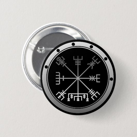 Badge Rond 5 Cm Compas viking Vegvisir (Devant & derrière)