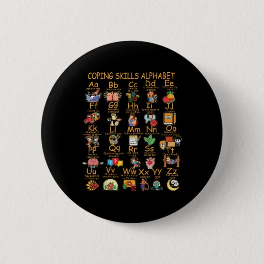 Badge Rond 5 Cm Compétences d'adaptation Alphabet Sensibilisation (Devant)