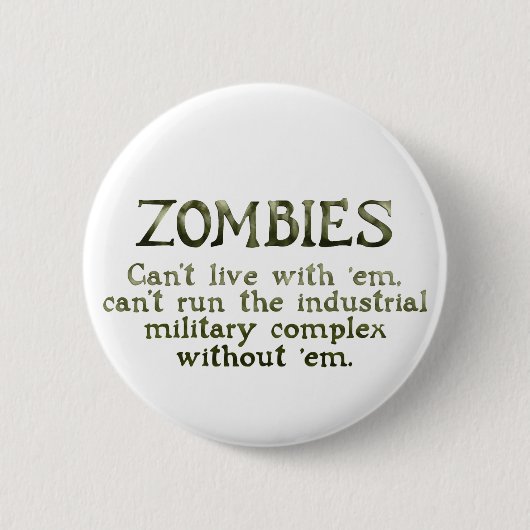 Badge Rond 5 Cm Complexe militaire industriel Zombies (Devant)