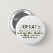 Badge Rond 5 Cm Complexe militaire industriel Zombies (Devant & derrière)