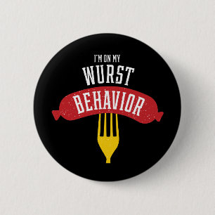 Badge Rond 5 Cm Comportement de Wurst Oktoberfest Foodie