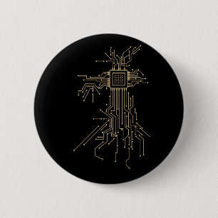 Badge Rond 5 Cm Composants Électroniques Géeks de Processeur Infor