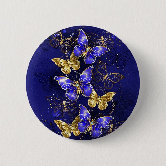 Badge Rond 5 Cm Composition avec les papillons Sapphire (Devant)