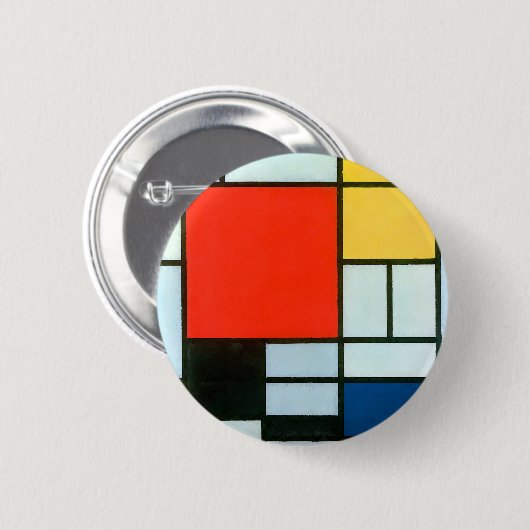 Badge Rond 5 Cm Composition de Piet Mondrian (Devant & derrière)