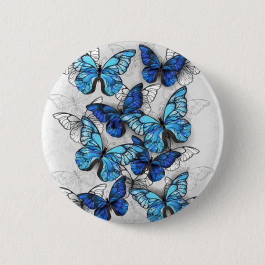 Badge Rond 5 Cm Composition des White and Blue Butterflies (Devant)