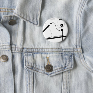 Badge Rond 5 Cm Composition musicale Mazipoodles blanc noir 