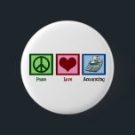 Badge Rond 5 Cm Comptabilité de l'amour pour la paix<br><div class="desc">Un signe de paix,  un coeur et une calculatrice pour un bon comptable. Un CPA adorerait ce cadeau.</div>