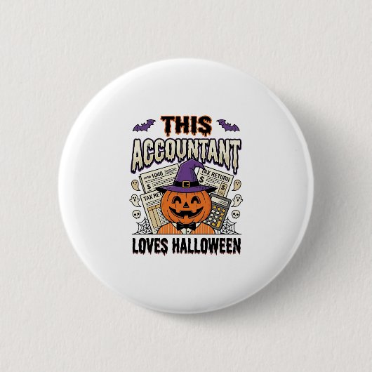 Badge Rond 5 Cm Comptable d'Halloween Drôle Saison fiscale effraya (Devant)