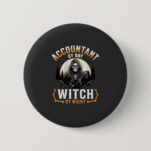 Badge Rond 5 Cm Comptable Halloween le jour Sorcière la nuit Desig