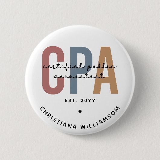 Badge Rond 5 Cm Comptable Public Certifié CPA Retro (Devant)