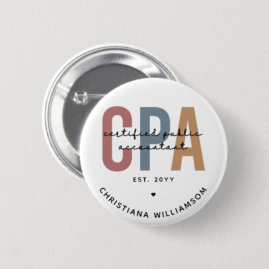 Badge Rond 5 Cm Comptable Public Certifié CPA Retro (Devant & derrière)